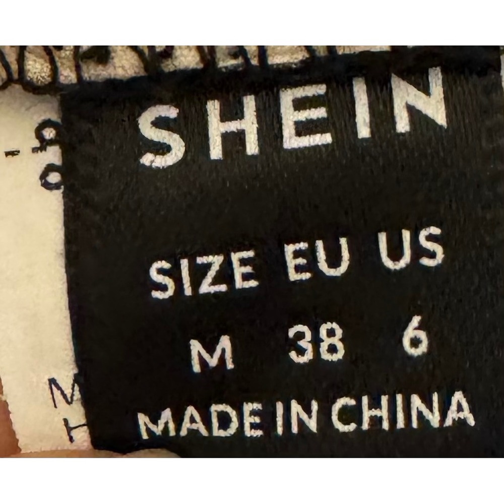 SHEIN‎ Women Wavy Colorblock Ribbed Bodycon Mini Dress Tan Black Cream Size 6 M - Picture 6 of 7